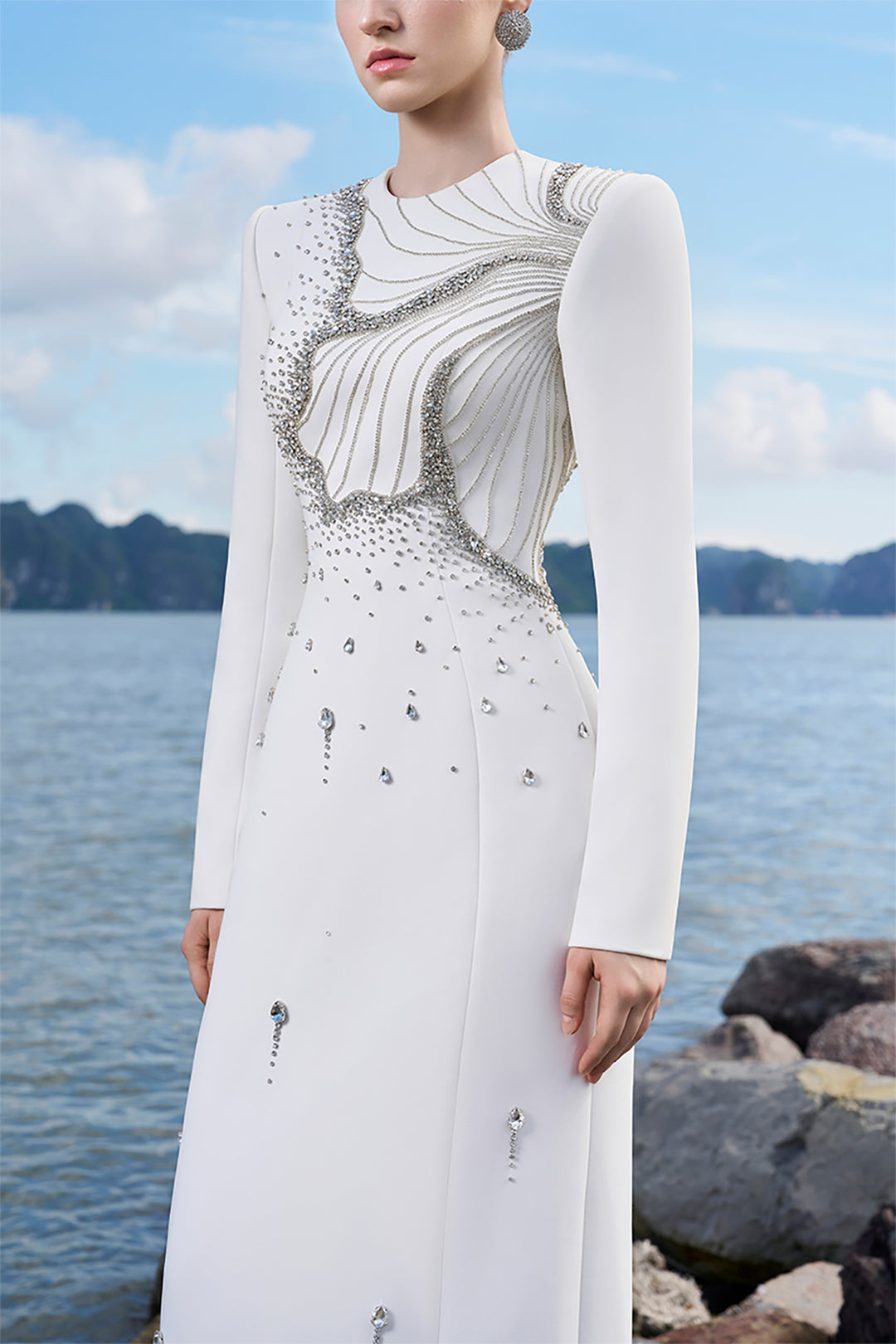 Crepe Dress with Crystal Embellishments