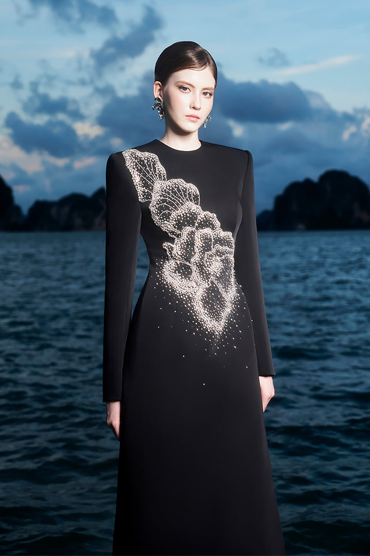 Crystal-Embellished Chest and Back Slit