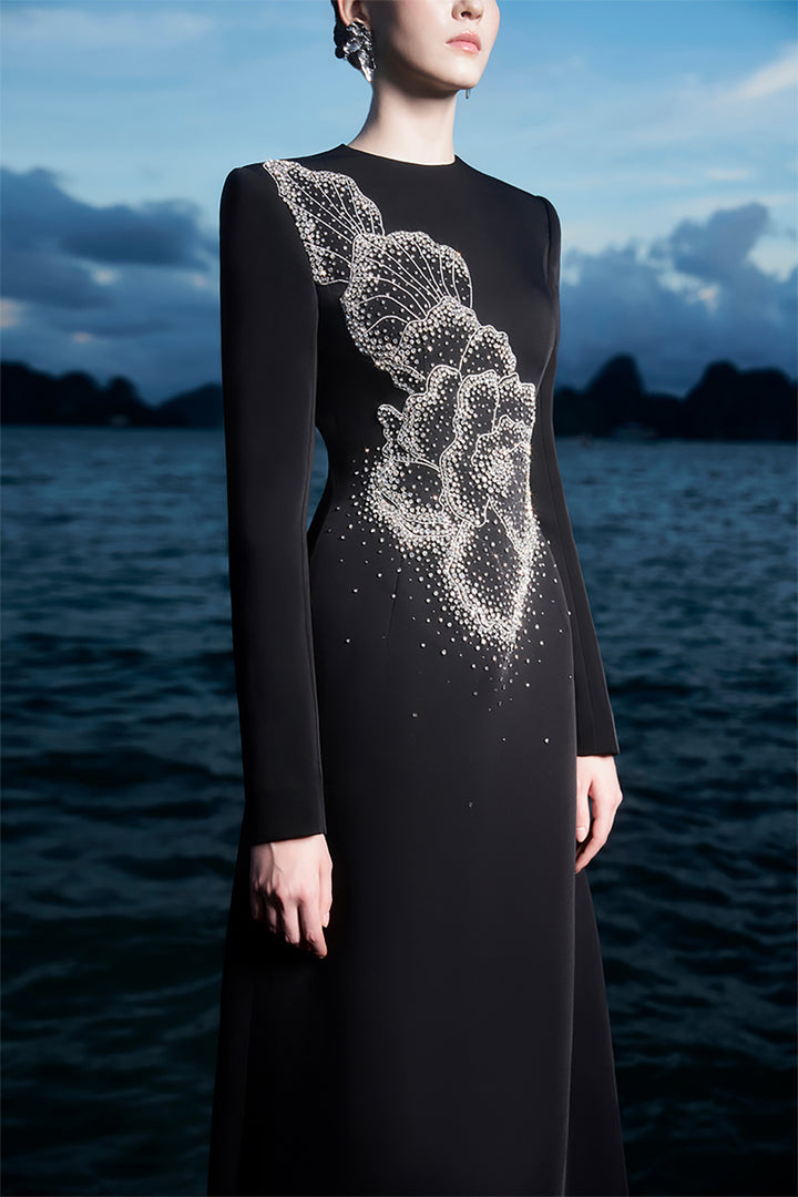 Crystal-Embellished Chest and Back Slit