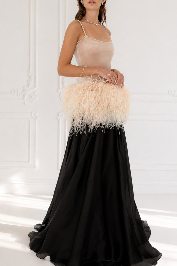 Organza Skirt with Natural Feathers Dress