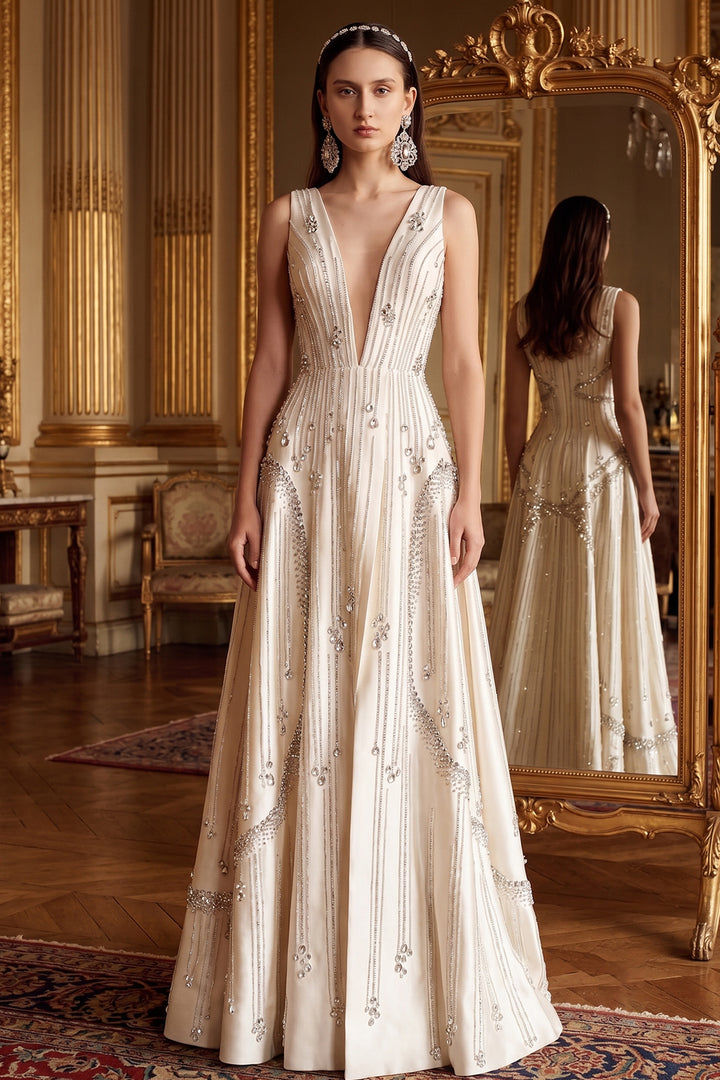 Taffeta Dress with Flared Sleeves
