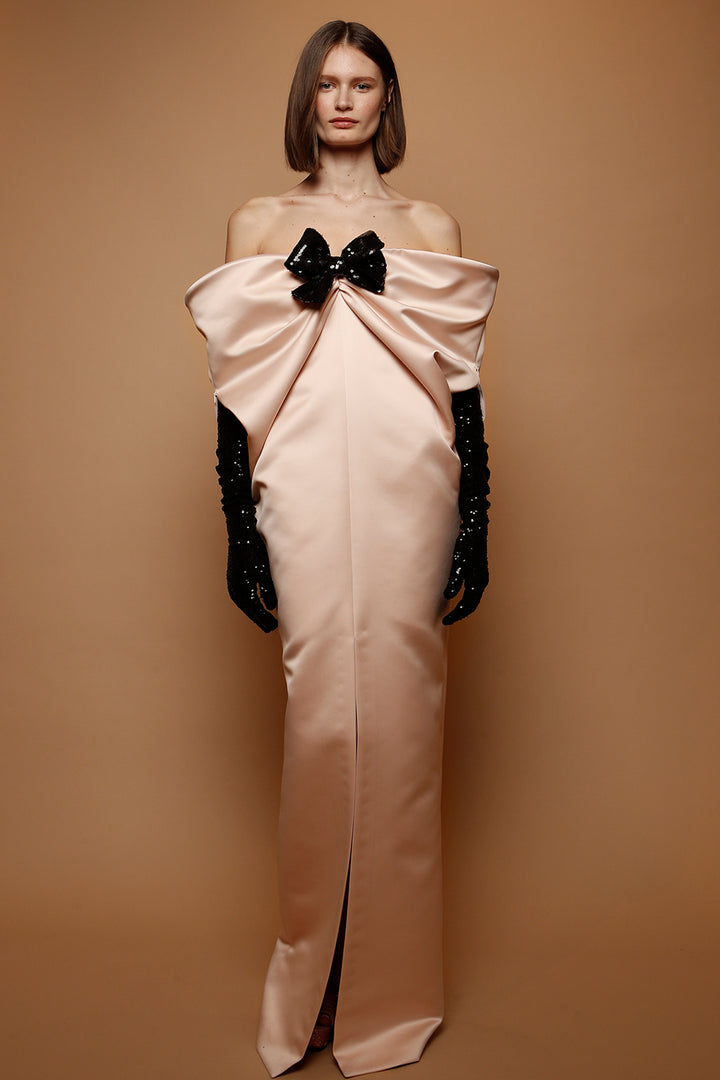 Strapless Satin Long Dress