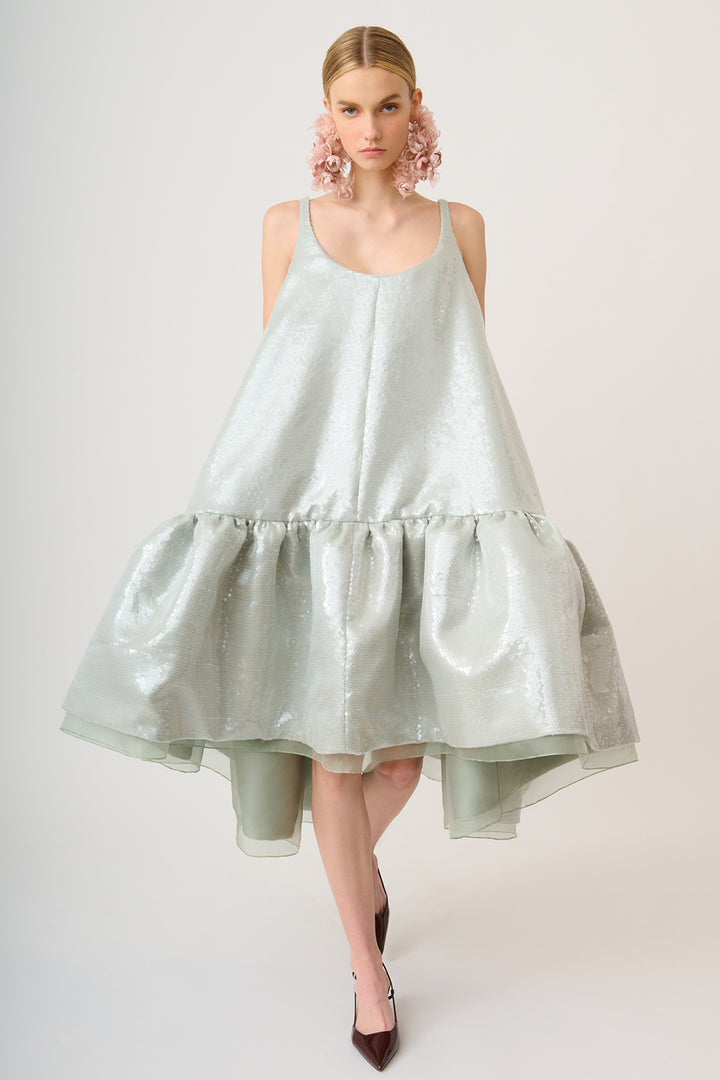 Short Strap-Length Dress with Volume