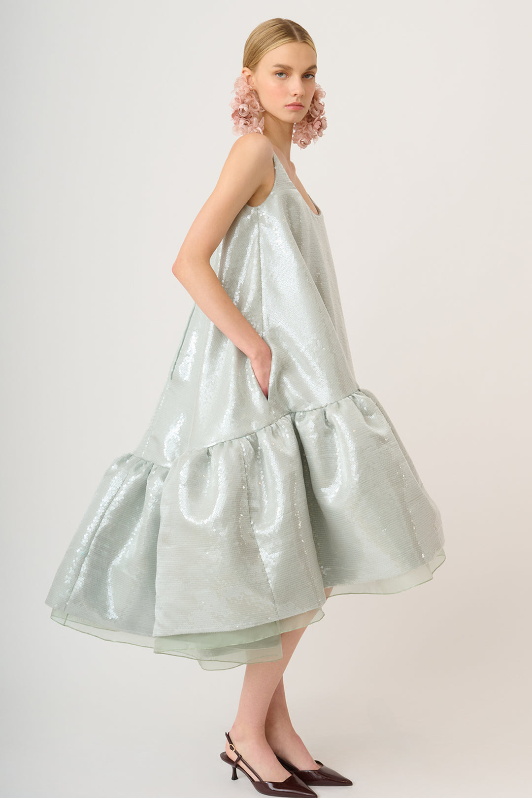Short Strap-Length Dress with Volume