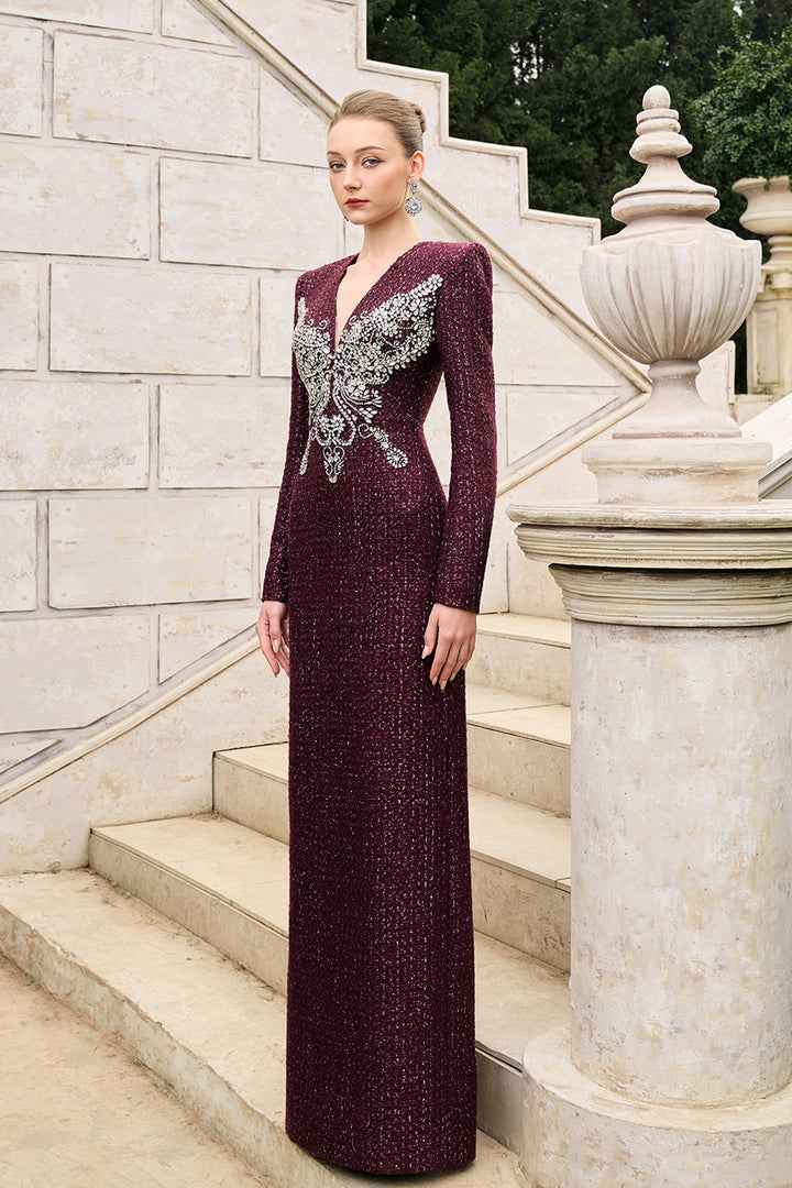 Butterfly Crystal-Embellished Straight Dress