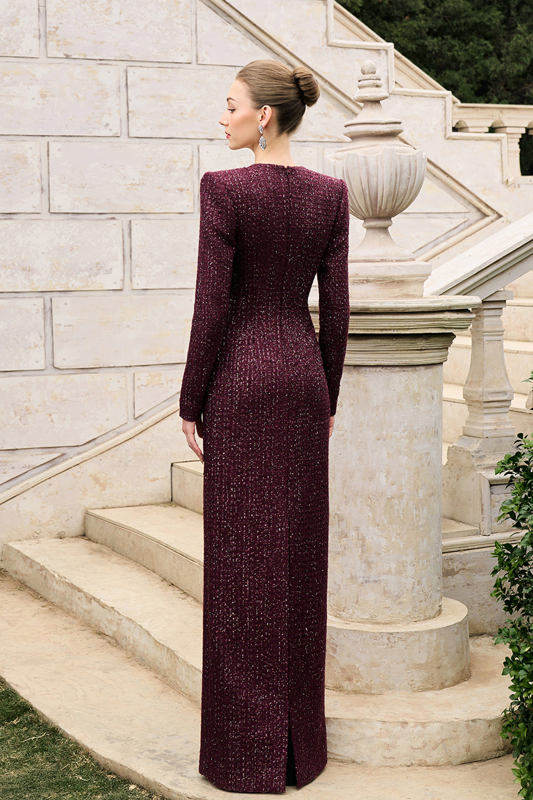 Butterfly Crystal-Embellished Straight Dress