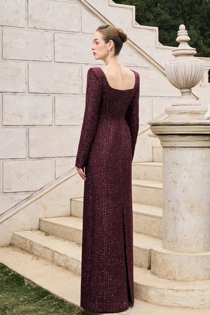 High-Neckline Stylised Crystal-Embellished Dress