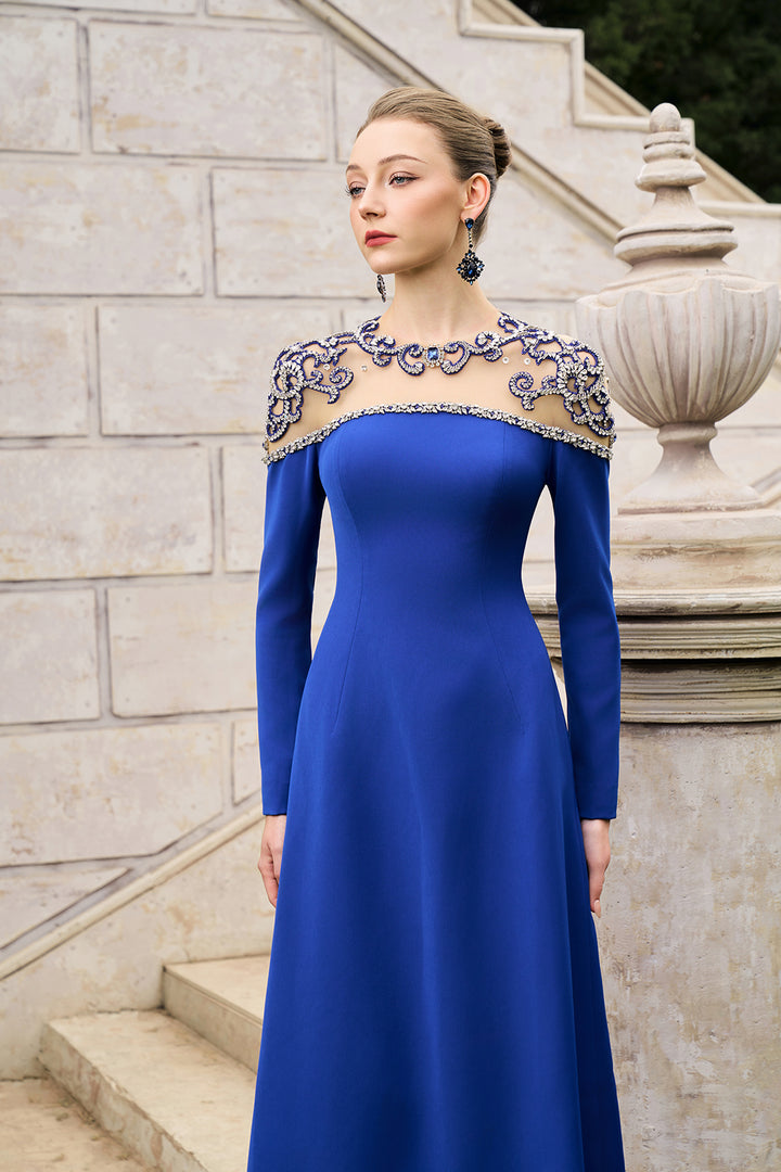3D Crystal-Embellished A-line Dress
