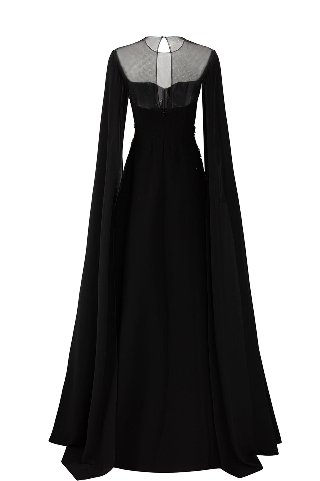 See-Through Flap With Asymmetric Embellished Dress