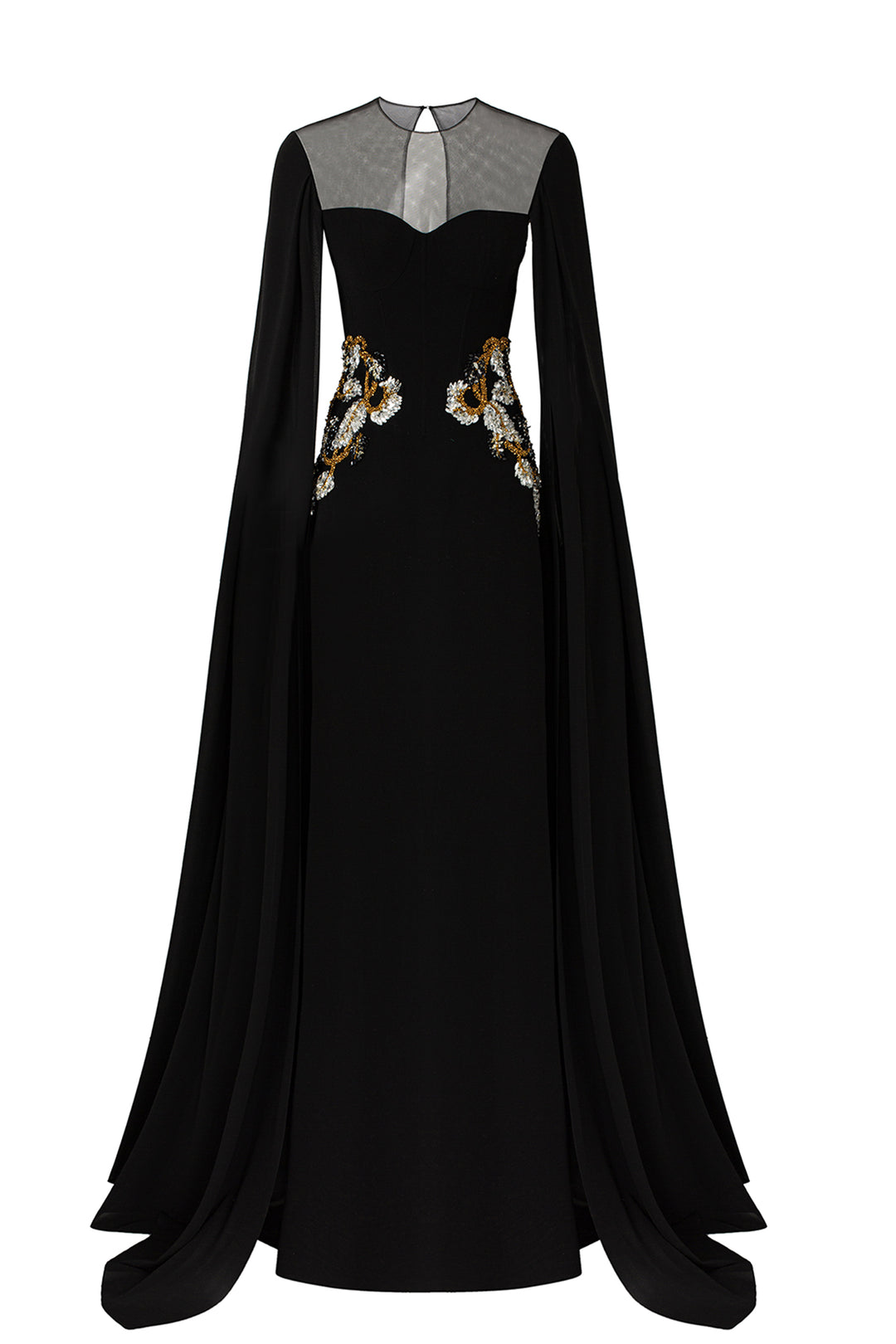 See-Through Flap With Asymmetric Embellished Dress