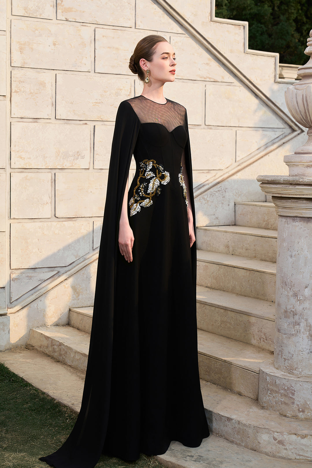 See-Through Flap With Asymmetric Embellished Dress