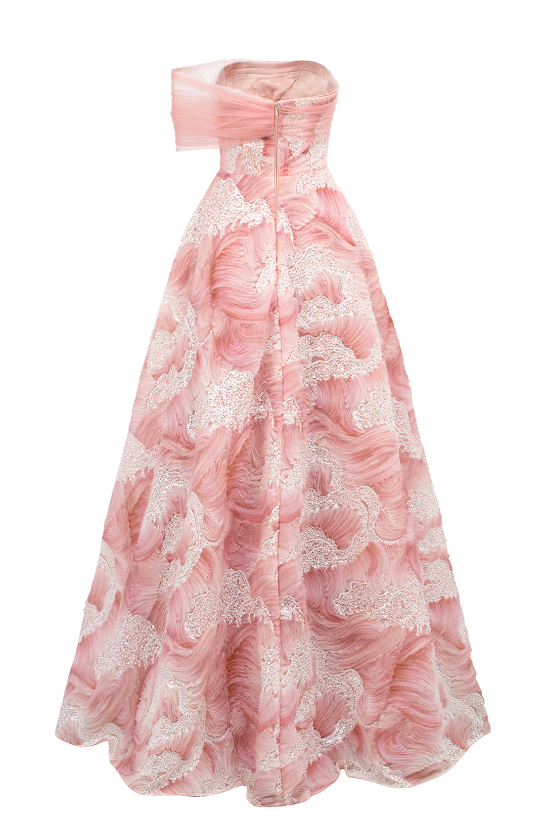 Asymmetric Mesh Sleeve A-Line Dress