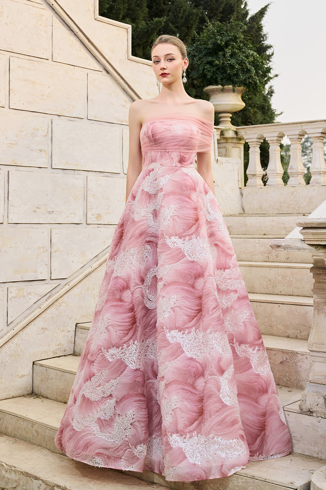 Asymmetric Mesh Sleeve A-Line Dress