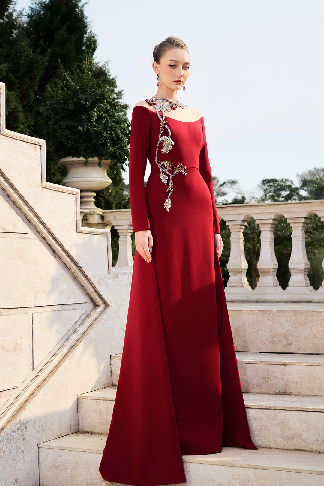 3D Embellished Flared Flap Dress