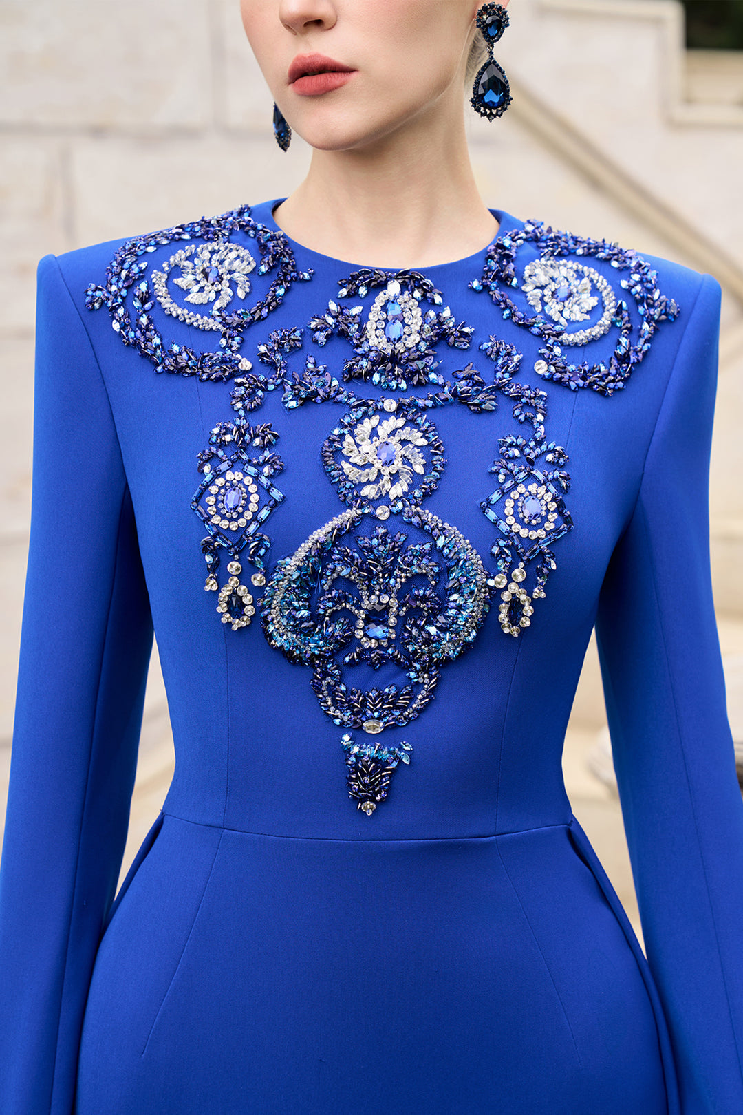 3D Crystal-Embellished Long Back Flap