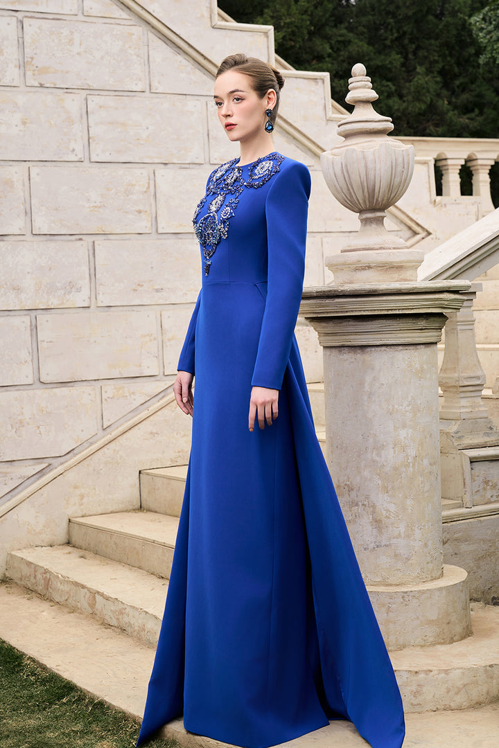 3D Crystal-Embellished Long Back Flap