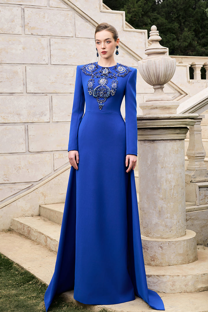 3D Crystal-Embellished Long Back Flap