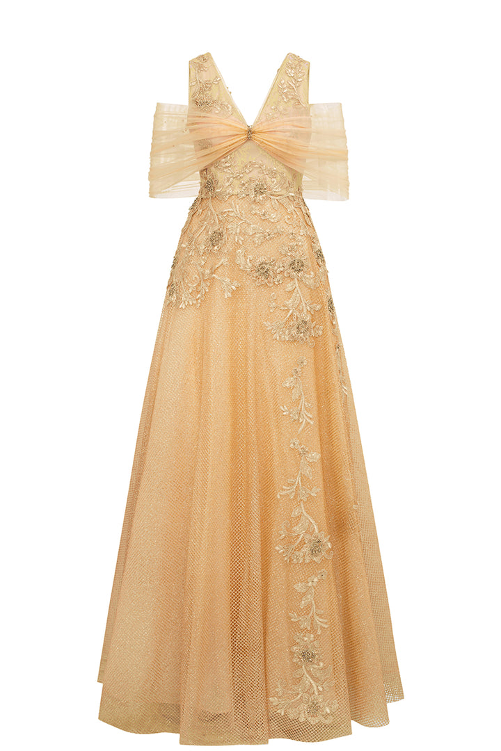 Strappy With See-Through Mesh Shoulder Dress