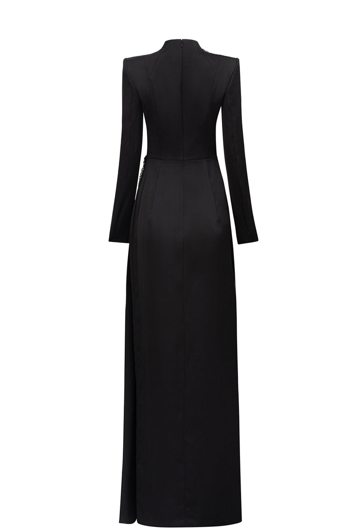 High Neckline Long Sleeve Floral Dress