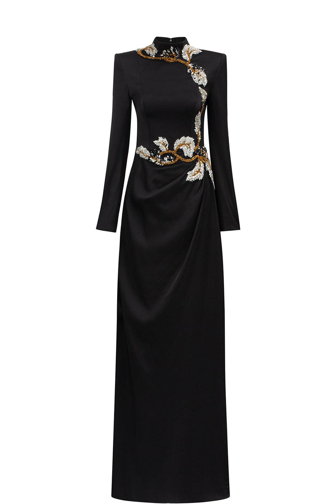 High Neckline Long Sleeve Floral Dress