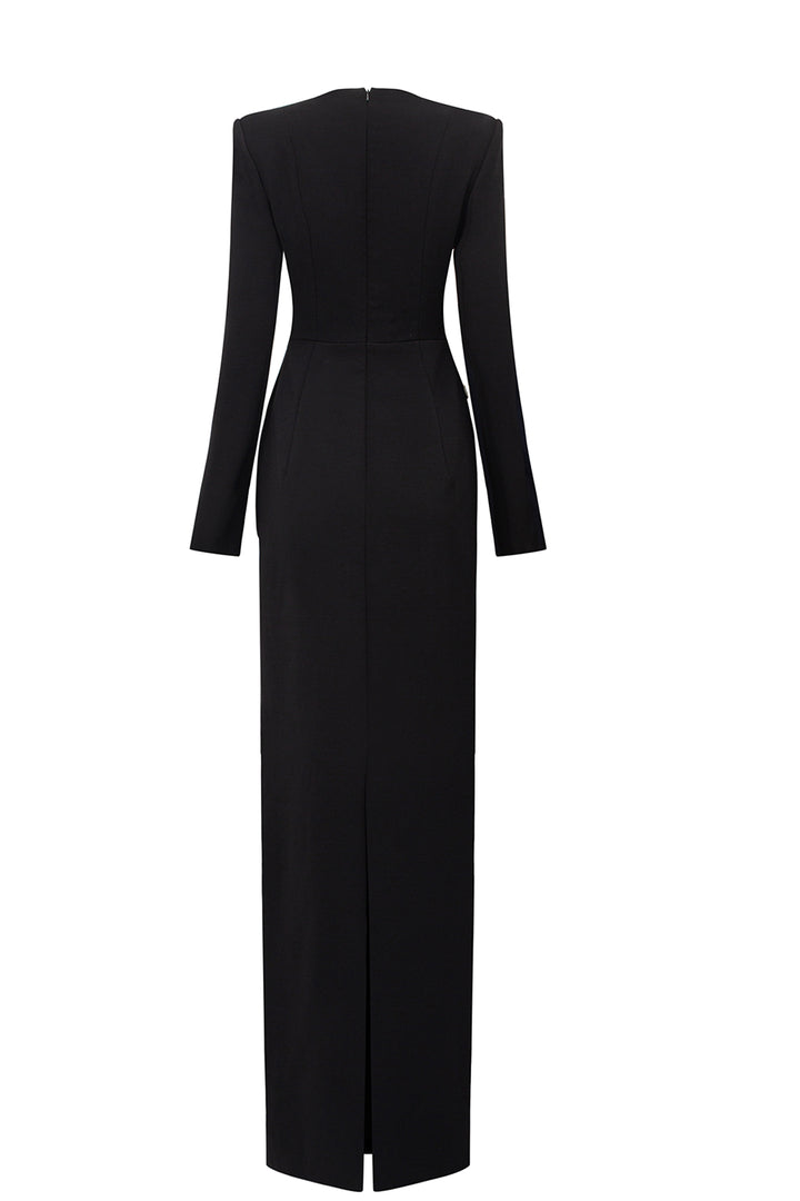 Side Crystal-Embellished Floor Length Dress