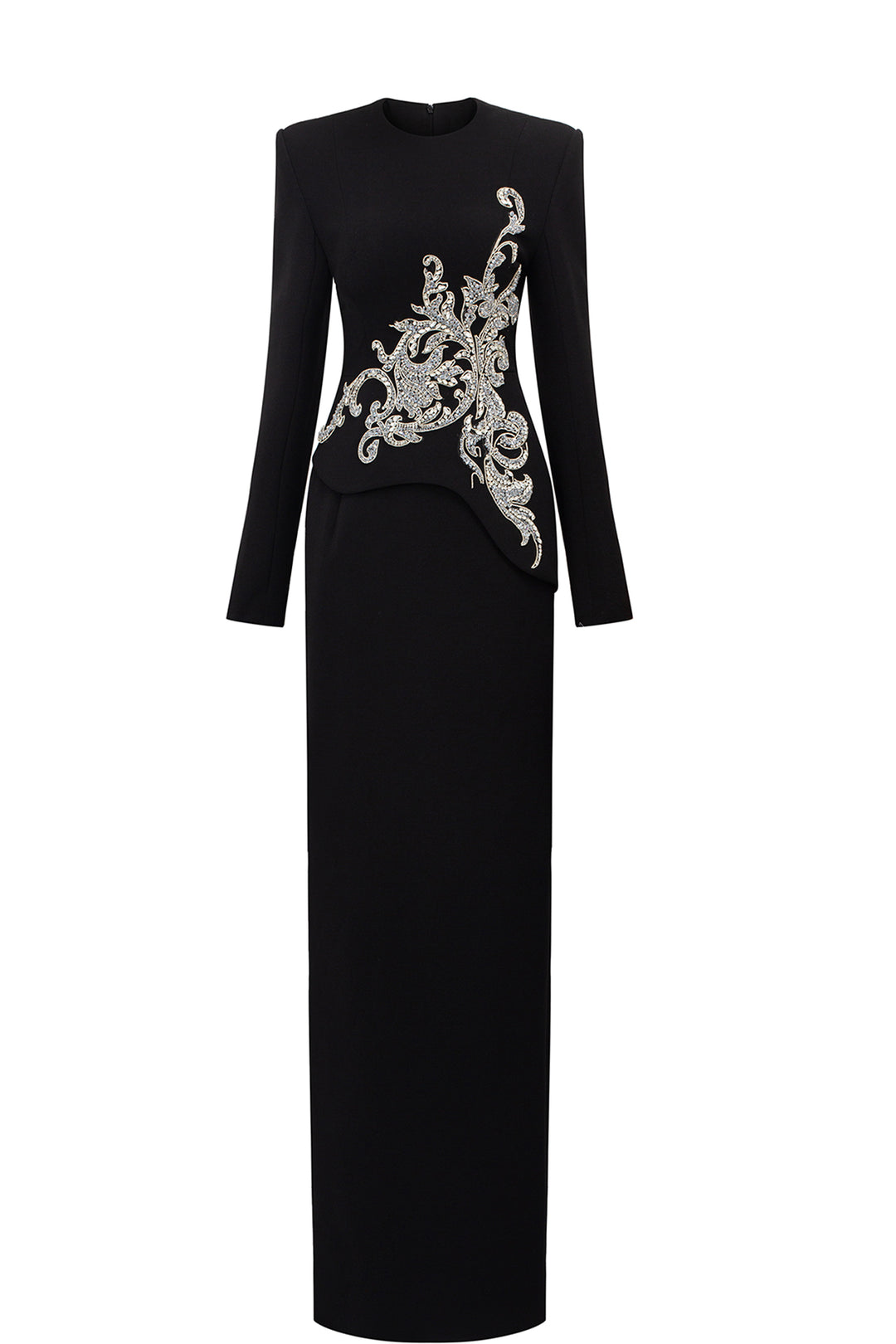 Side Crystal-Embellished Floor Length Dress