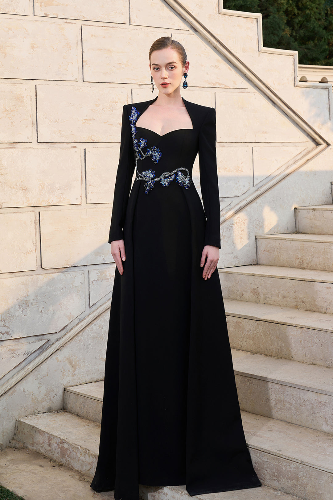 3D Embellished Anne Queen Neckline A-line Dress M.R DESIGN 3D Embellished Anne Queen Neckline A-line Dress M.R DESIGN