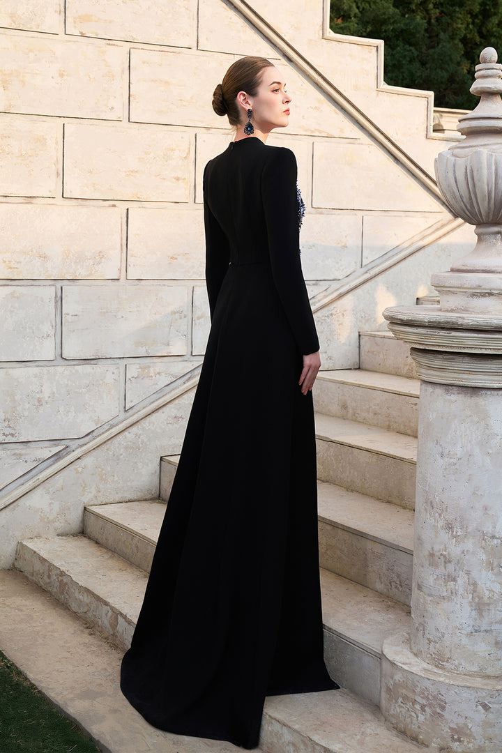 3D Embellished Anne Queen Neckline A-line Dress