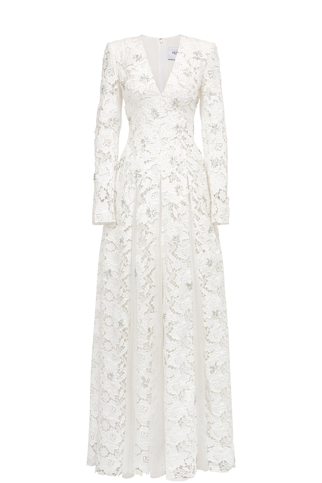 Floral Lace Long Sleeve Flared A-line Dress