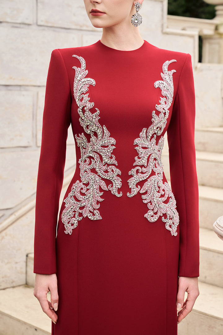 Asymmetric Crystal-Embellished Straight Dress