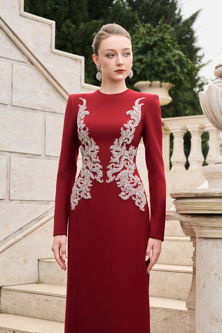 Asymmetric Crystal-Embellished Straight Dress