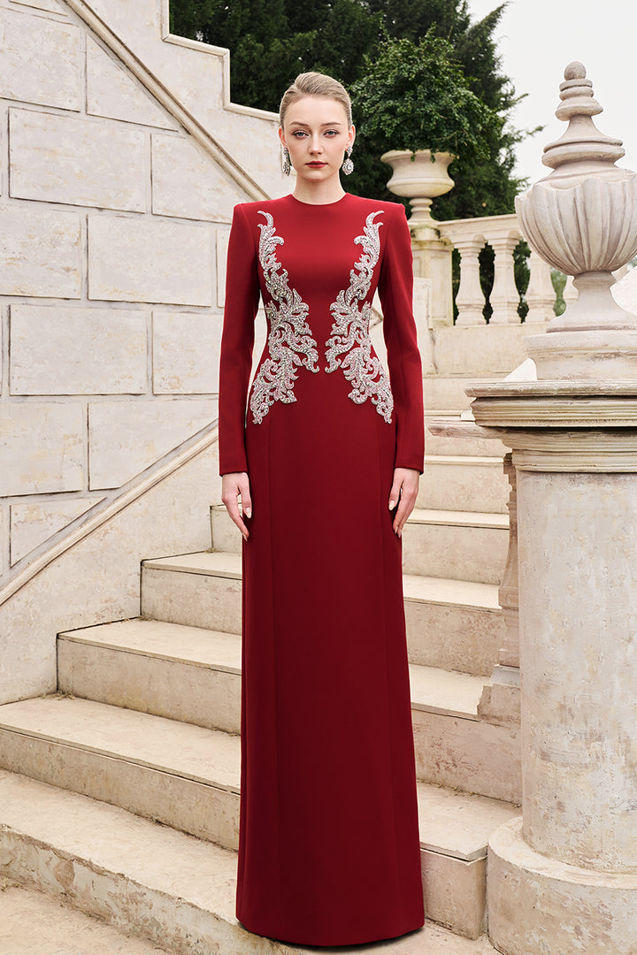 Asymmetric Crystal-Embellished Straight Dress