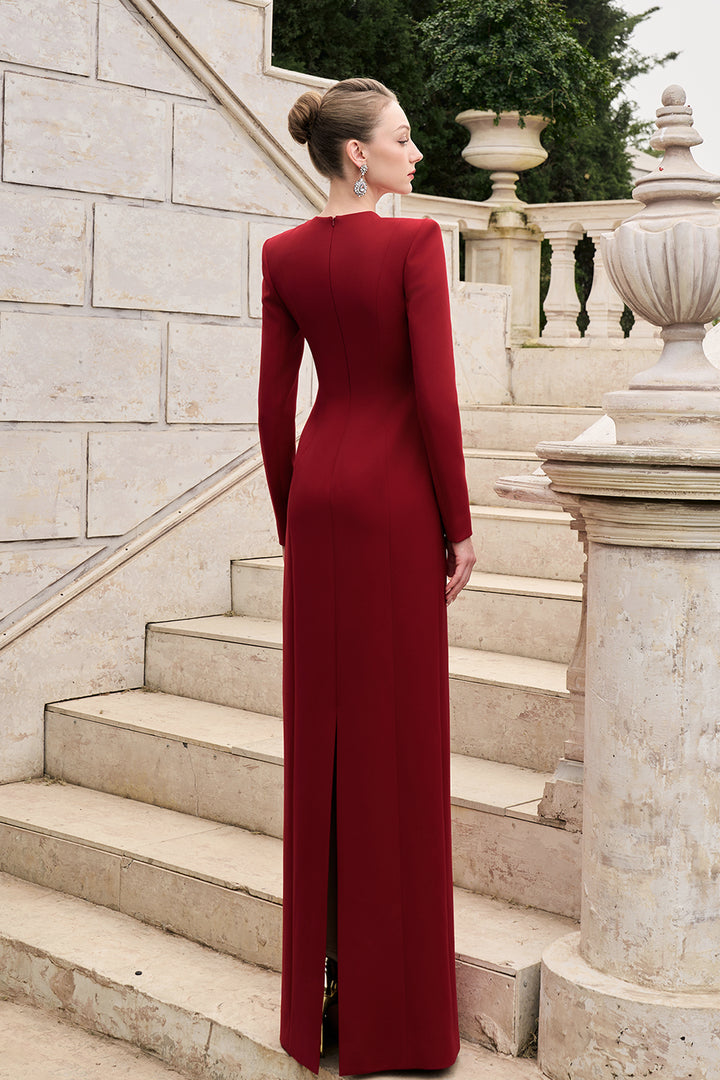 Asymmetric Crystal-Embellished Straight Dress