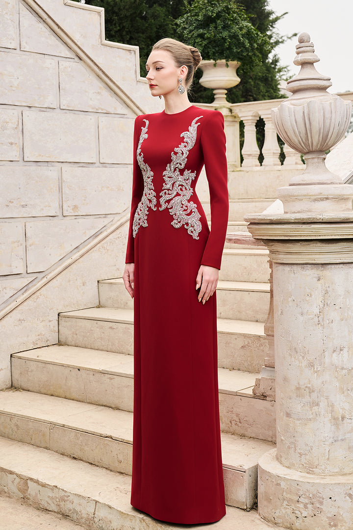 Asymmetric Crystal-Embellished Straight Dress