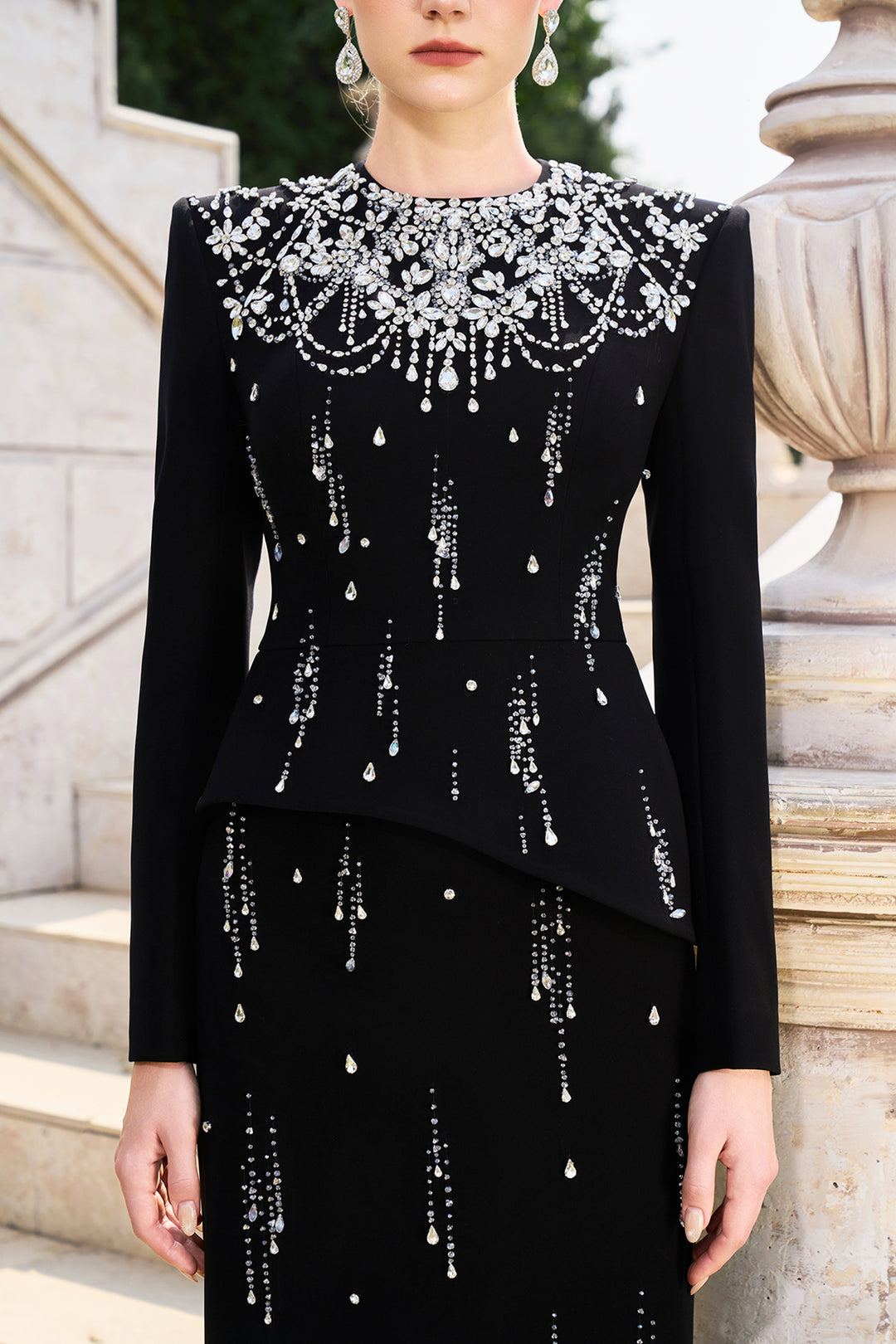 Rainfall Crystal-Embellished Light A-line Dress