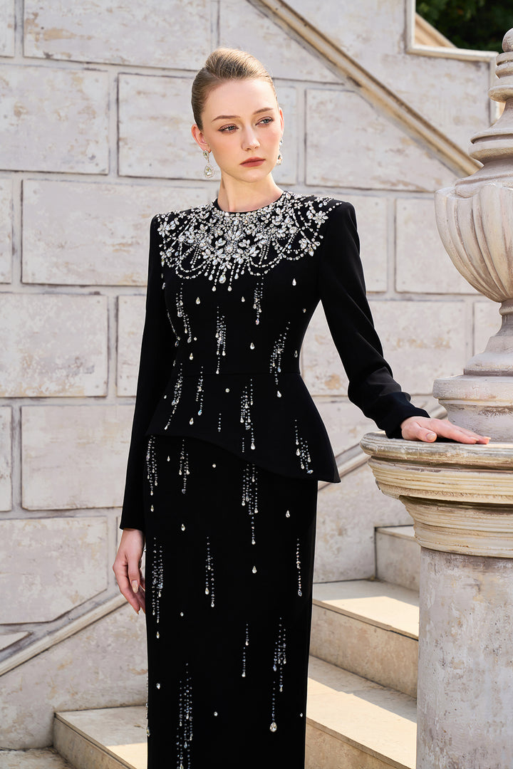 Rainfall Crystal-Embellished Light A-line Dress