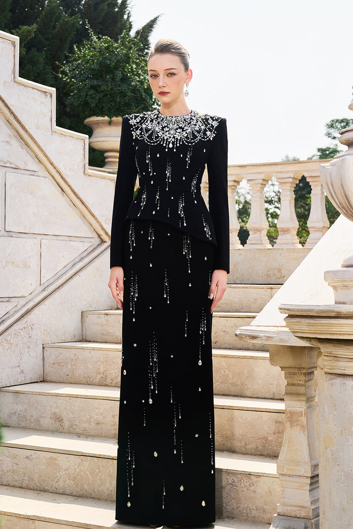 Rainfall Crystal-Embellished Light A-line Dress