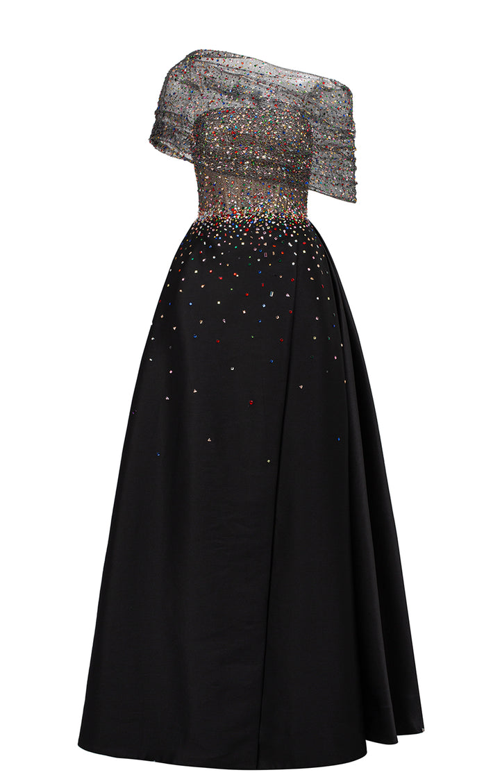 Diagonal Folded Top With Side Slit A-Line Set