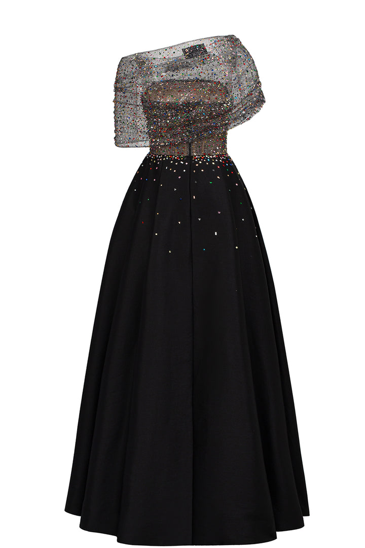 Diagonal Folded Top With Side Slit A-Line Set