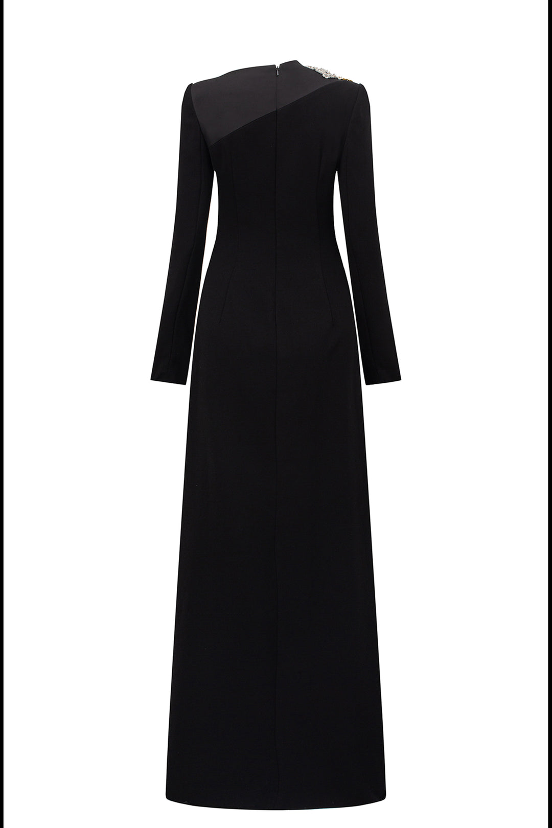 Diagonal Neckline With Floral-Embellished Dress