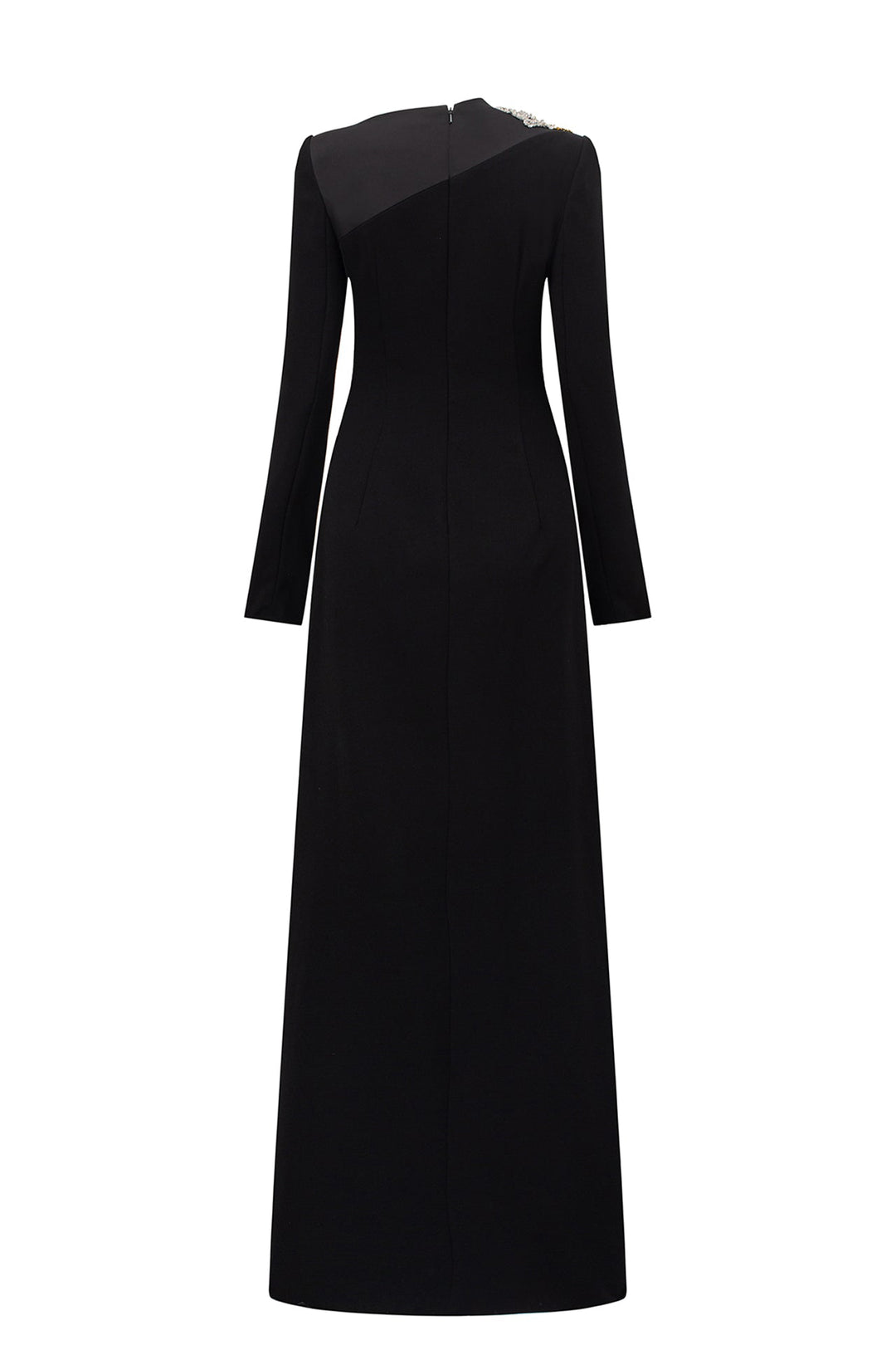 Diagonal Neckline With Floral-Embellished Dress