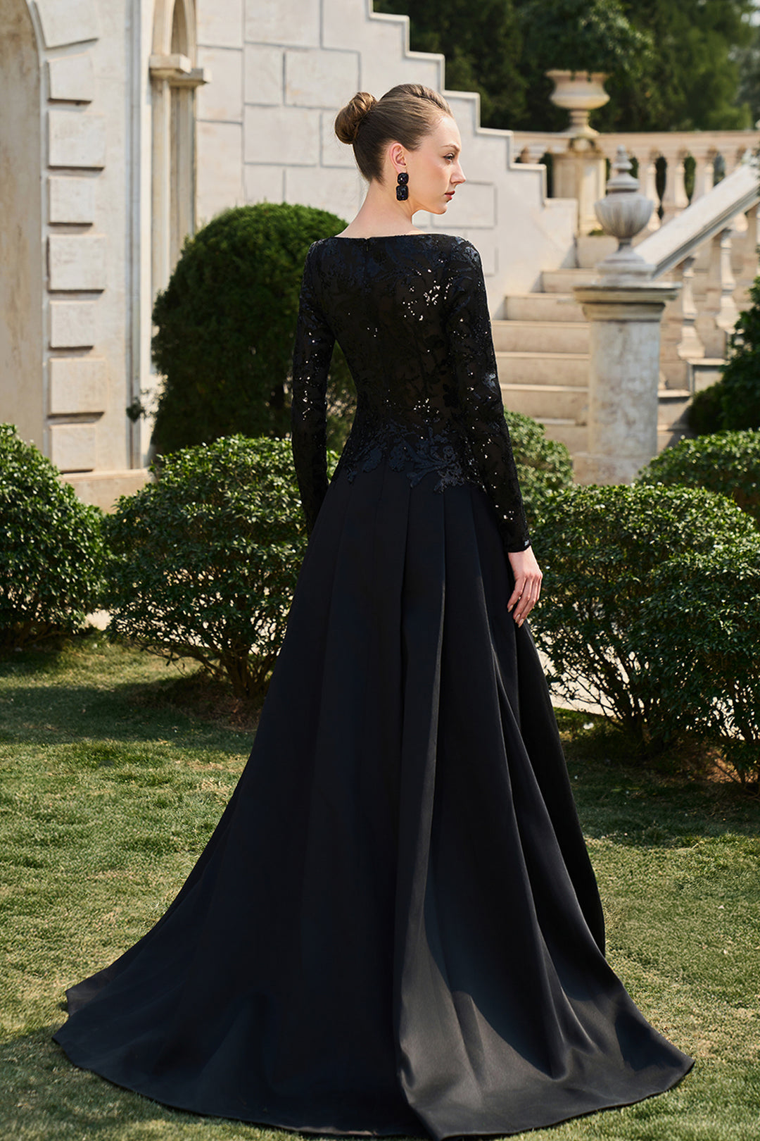 Boat Neckline Floral Lace Flared A-line Dress