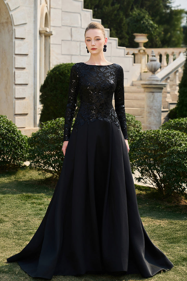 Boat Neckline Floral Lace Flared A-line Dress