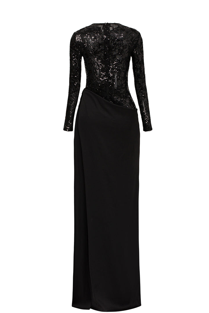 See-Through Lace Sequin Pattern Dress