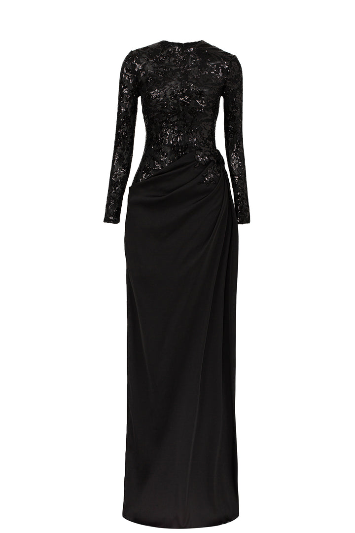 See-Through Lace Sequin Pattern Dress