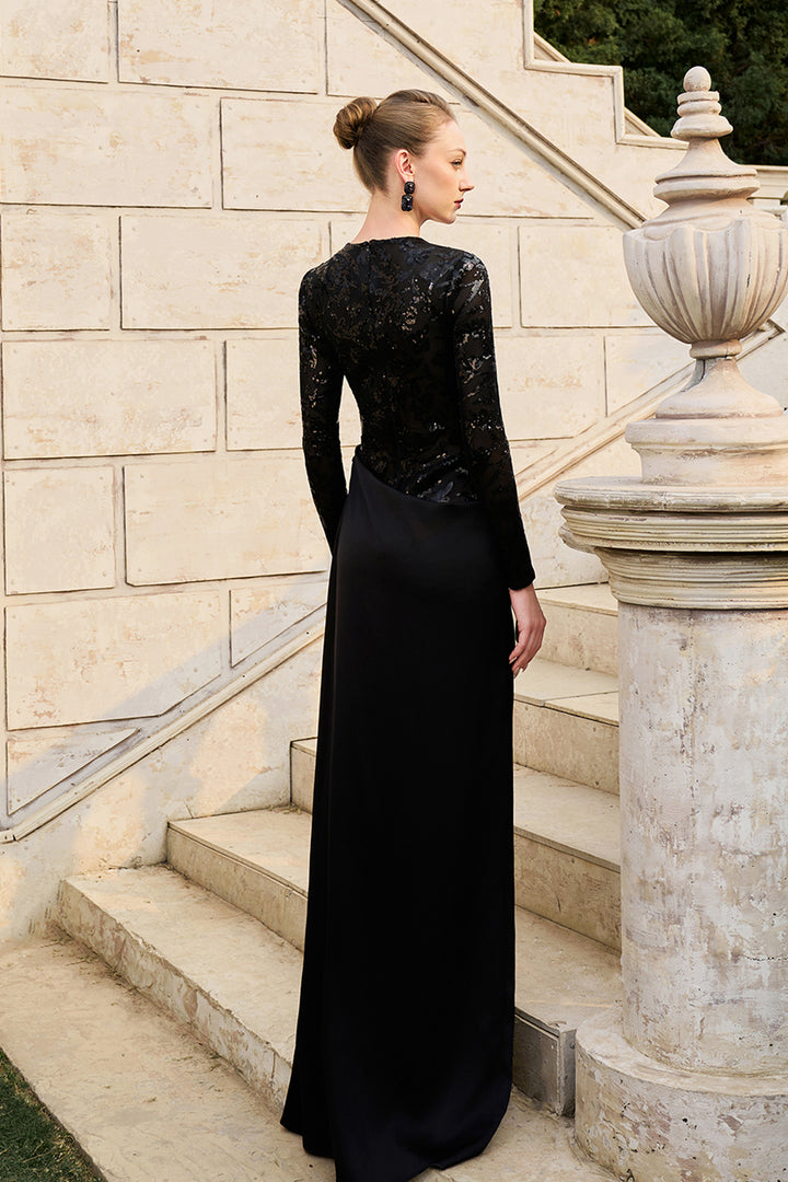 See-Through Lace Sequin Pattern Dress