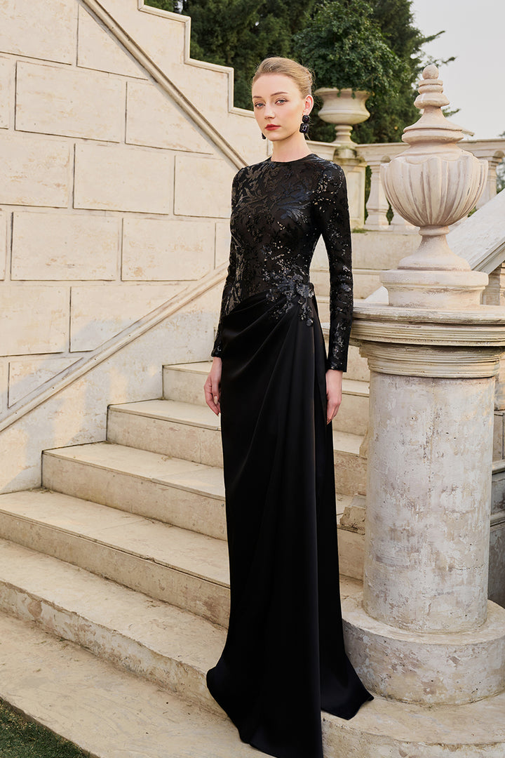 See-Through Lace Sequin Pattern Dress