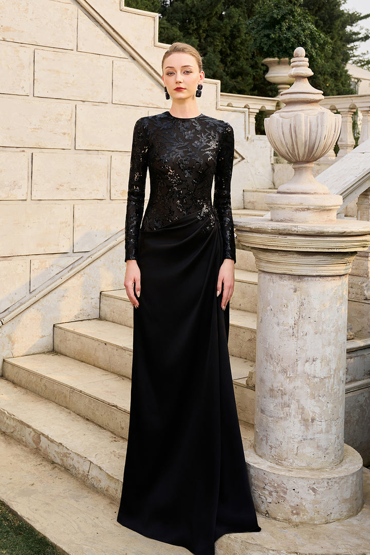 See-Through Lace Sequin Pattern Dress