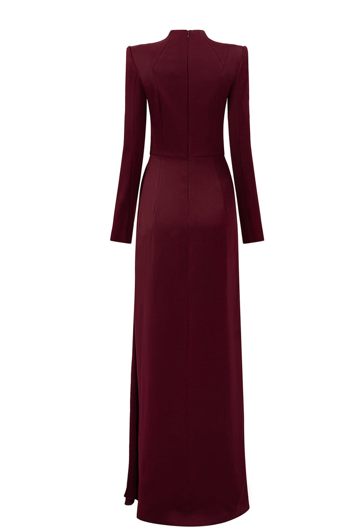 High Neckline Side Drapped Straight Dress