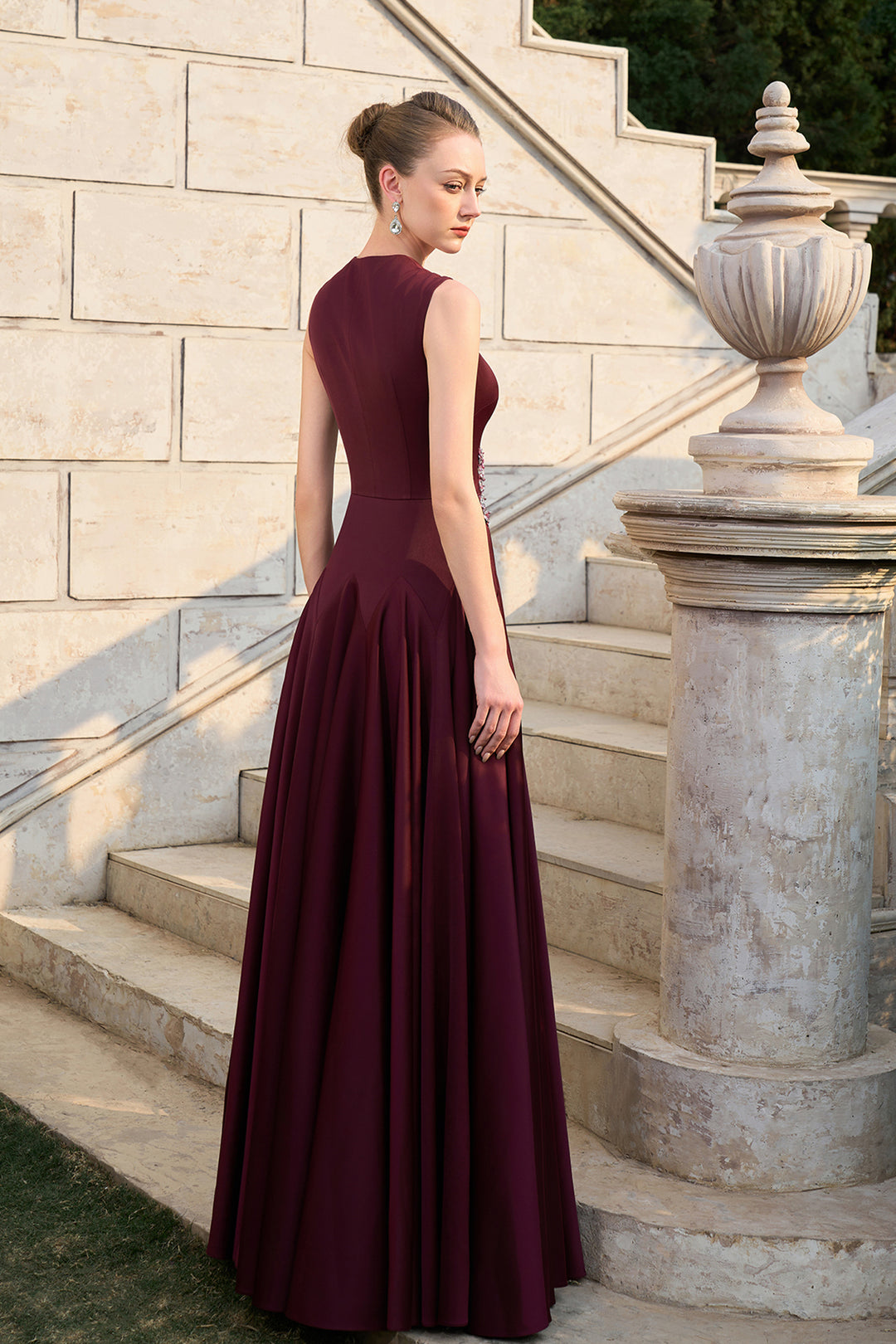 Strappy Anne Queen Neckline Gathered A-line Dress